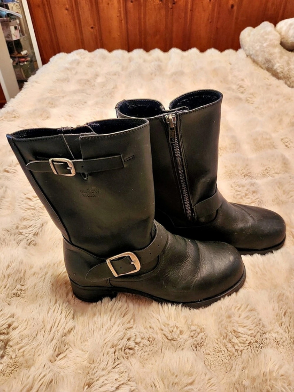 Mellow Work boot Buckle Rain Boots in Black US 7